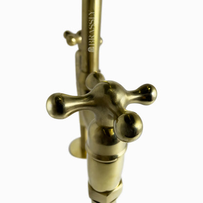 Unlacquered Brass 8" Bridge Tap, Deck Mount Tap, Vintage Kitchen Sink Tap