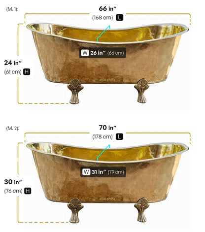 Antique Brass Slipper Clawfoot Bathtub – Solid Freestanding Luxury Bath