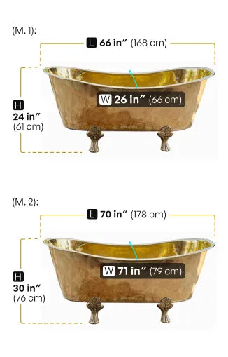 Antique Brass Slipper Clawfoot Bathtub – Solid Freestanding Luxury Bath