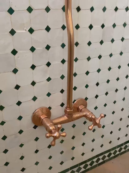 Unlacquered Solid Copper Shower for Outdoor Use - Copper Showerhead